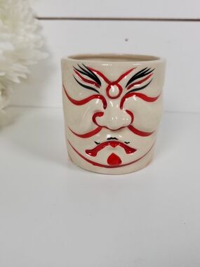 Vintage OMC Japan Otagiri Kabuki Mask Mug | 3D Kumadori Face Cug  Tiki Mug | MCM